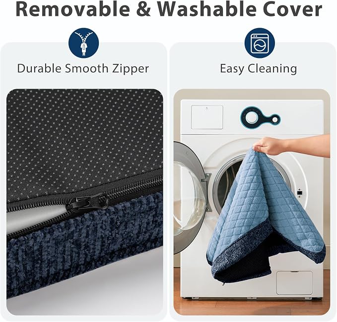JOEJOY Orthopedic Dog Bed for Small Dogs, Washable Dog Crate Bed Small Sized with Removable Cover, Egg Memory Foam Pet Beds, Blue, 23"x17"