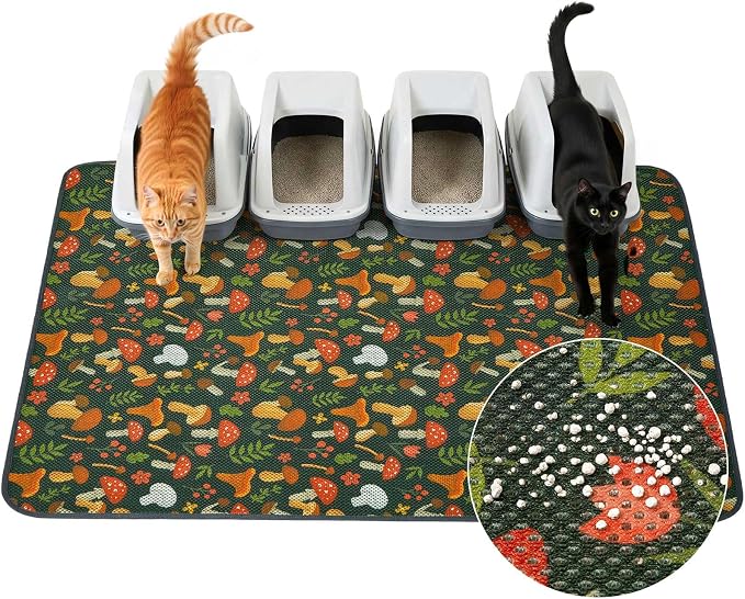 Unicorn Catcher 47"x35" Cat Litter Mat Machine Washable Litter Trapping Pad | Kitty Paw Friendly Padding With Breathable 3D Air Mesh Technology And A Non-Slip Base To Keep Home Floors Debris-Free