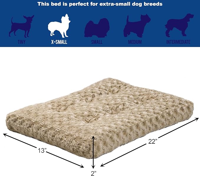 MidWest Homes for Pets XS QuietTime Deluxe Mocha Ombré Swirl Plush Pet Bed, Machine Washable, Non-Skid Bottom, Soft Crate Mat for 22-inch Crates