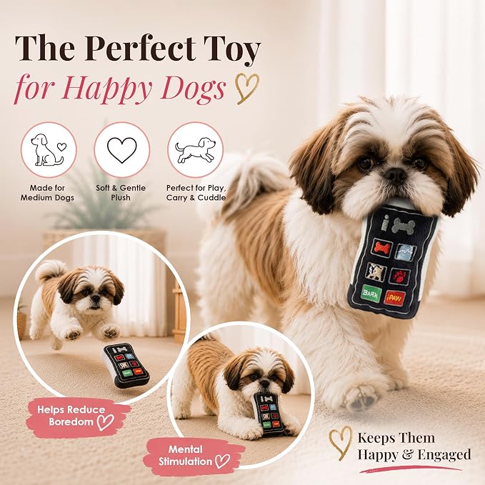 Dog Diggin Designs iBone Plush Dog Toy Bone | Luxury-Inspired Parody Tech-Style Bone with Squeaker, Soft Plush Chew & Play Dog Toy – Modern Fashion Accessories