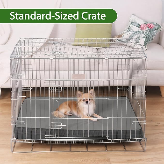 Vonabem Outdoor Waterproof Dog Bed Washable, Small Crate Pad 24 inch, Wipeable Puppy Beds with Removable Cover Reversible, Foam Leather Durable Anti-Slip Kennel Pads 23"x17" Grey