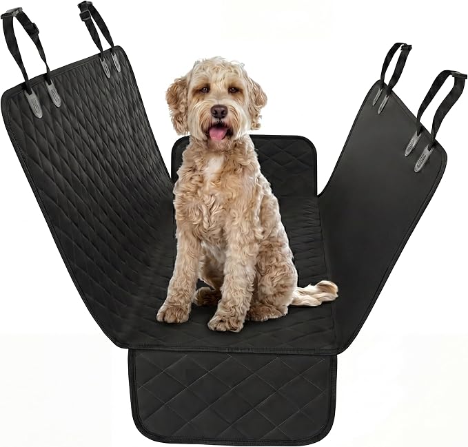 Active Pets Black XL Dog Car Hammock Back Seat Cover, Waterproof Backseat Cover Protector for Truck Bench Rear of Sedans or SUVs, Essential Pet Supplies Vacuum or Wipe Clean, Machine Washable