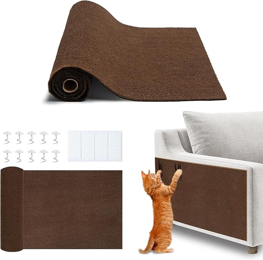 Best Pet Supplies Catify Cat Scratcher, Fun Interactive Scratchers, Posts, Poles, Claw Safe, Furniture Saver Indoor Play Support Natural Cat Behaviors Heavy Duty - Brown Mat - L: 78"
