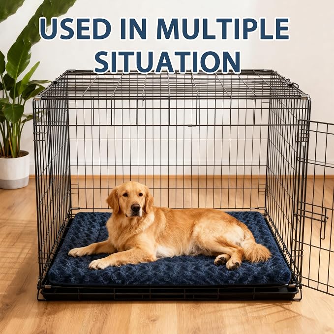 Dog Beds Crate Pad, Dog Bed Mat for Large Dogs Sleeping, Soft, Durable, Washable & Anti-Slip Crate Pads, Reversible Kennel Mat L(35”*23“*1.5”)