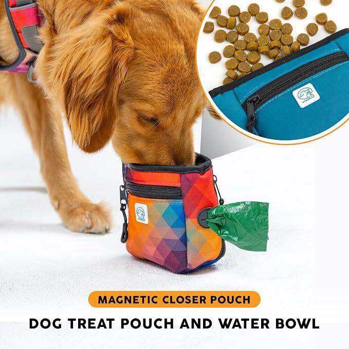 Embark Dog Treat Pouch - Waterproof Training Bag & Portable Water Bowl | Leakproof Treat Bag with Hook, Magnetic Closure, Extra Pocket for Phone & Keys with Poop Bag Outlet For Dogs - Black