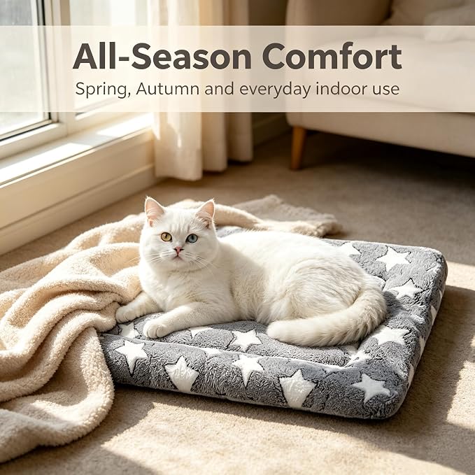 Dog Bed Mat - Soft and Comfortable Dog Kennel Cat Bed, Washable Dog Bed or Cat Bed, Suitable for Dog Crate Ped, Cat Cage BedGray, 18" L x 14" W x 1.5" Th