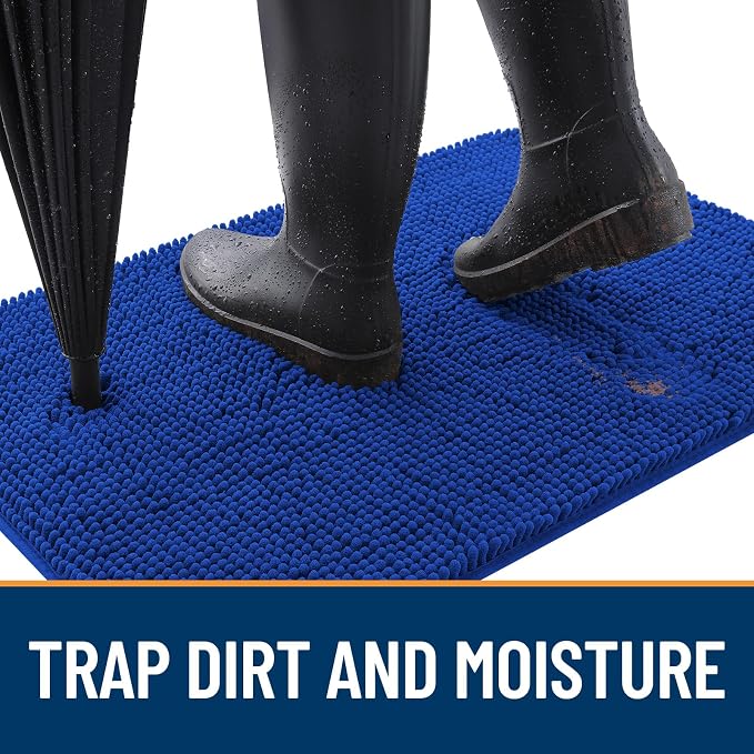 OLANLY Dog Door Mat for Muddy Paws 70x46, Super Absorbent Chenille Mud Mat | Royal Blue, Absorbs Moisture and Dirt, Non-Slip Machine Washable Doormat, Quick-Drying Indoor Entryway Floor Carpet for Dogs