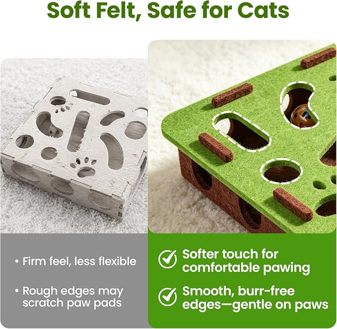 Potaroma Interactive Cat Puzzle Toy, Felt Maze with Rolling Balls, Indoor Enrichment Hunting Play Toy for Kitten Adult Cats to Relieve Boredom & Burn Energy