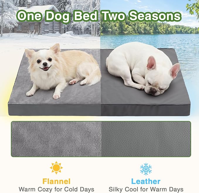 Waterproof Small Dog Bed Crate Pad 24 inch, Outdoor Washable Puppy Bed Orthopedic with Removable Cover Reversible, Foam Cat Bed Kennel Pad 23" x17, Durable Anti-Slip Bottom, Gray