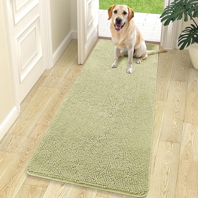 OLANLY Dog Door Mat for Muddy Paws 70x24, Super Absorbent Chenille Mud Mat | Vanilla, Absorbs Moisture and Dirt, Non-Slip Machine Washable Doormat, Quick-Drying Indoor Entryway Floor Carpet for Dogs