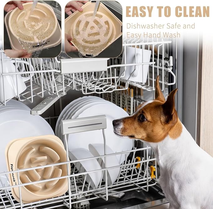 Slow Feeder Dog Bowls for Healthy Eating, Non-Slip and Anti-Choking Design, Reduces Bloating & Overeating for Medium Dogs and Cats, Easy to Clean