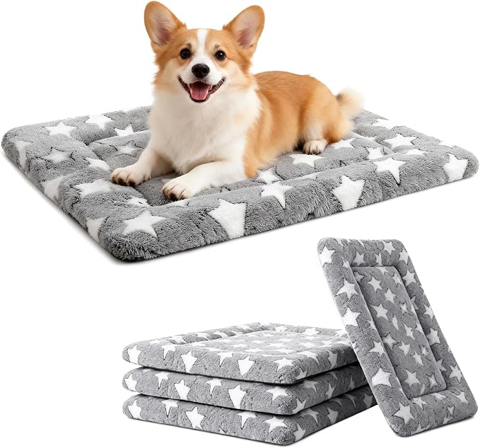 Dog Bed Mat, Reversible Crate Pads for Small/Medium/Large Dogs & Cats Sleeping, Portable & Soft, Dog Beds Crate Pad (Grey, S(24"*18"*1.5"))