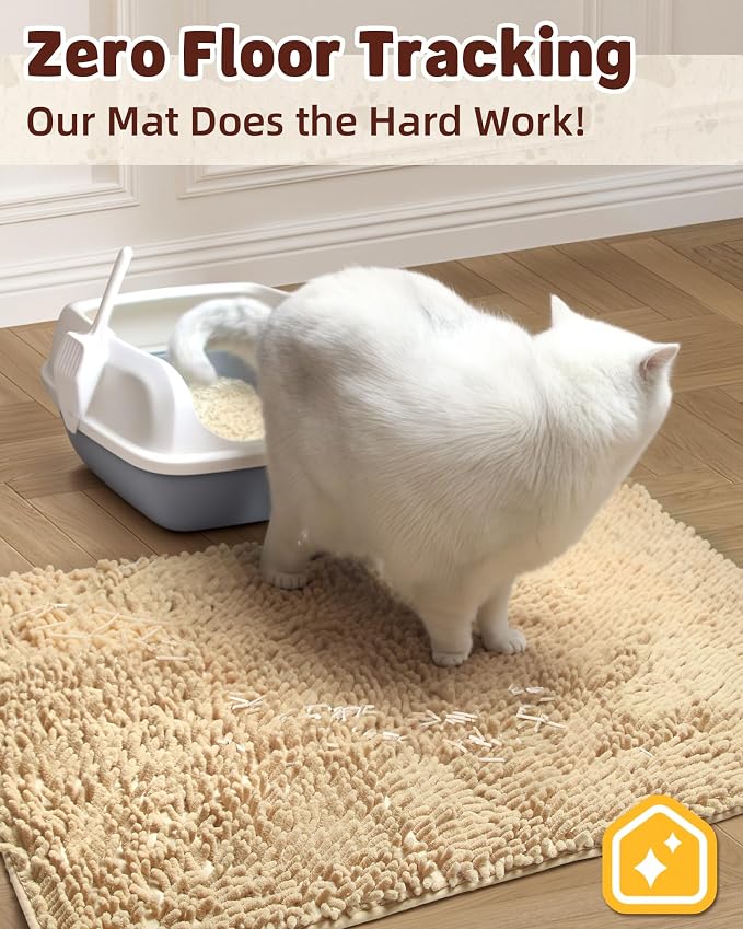 Cat Litter Mat Litter Trapping Mat, 33"x23" Plush Cat Litter Rug Catcher, Easy to Clean, Machine Washable