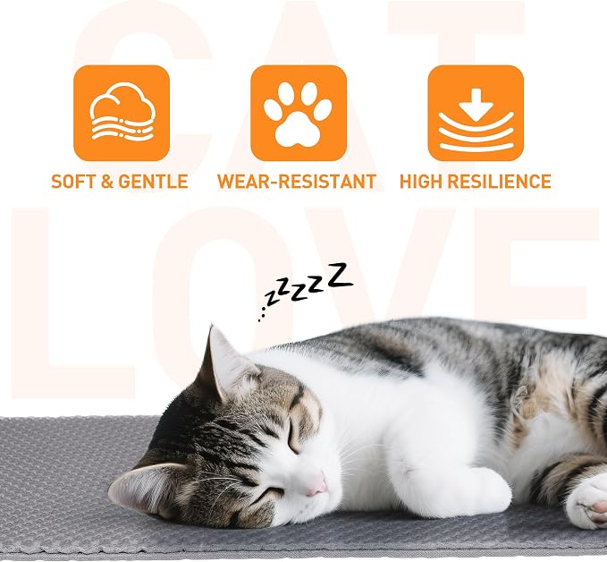 Cat Litter Mat 47"x33" Urine-Proof XL Litter Mat for Litter Box Mat | Large Double Layer Honeycomb Cat Mat, Soft kitty Cat Litter Trapping Mat, Easy Clean Rinse with Water Litter Trapping Grey
