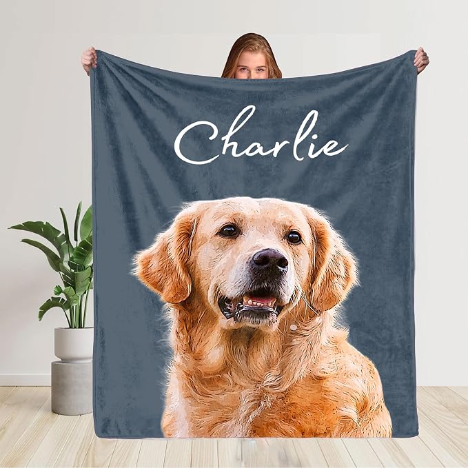 Pamaheart Custom Dog Face Blankets, Personalized Pet Photo Blanket, Fleece Dog Blankets, Customized Photo Throws, Dogs Dad Gifts, Pet Lover Gifts, Memorial Gift /1