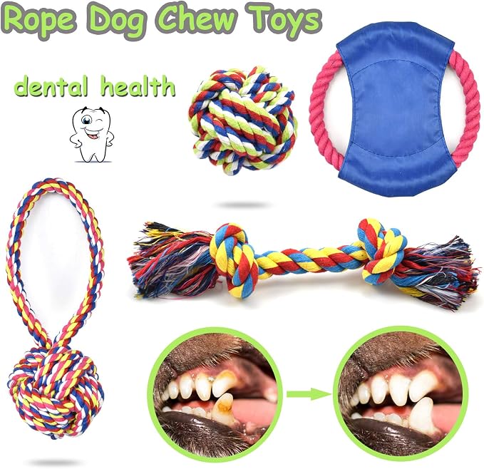 LECHONG Rope Dog Toys for Aggressive Chewers Large Breed Medium Breed, Small Dog Puppy Teething Chew Toys Heavy Duty Dental Dog Rope Toys Prevents Boredom and Relieves Stress