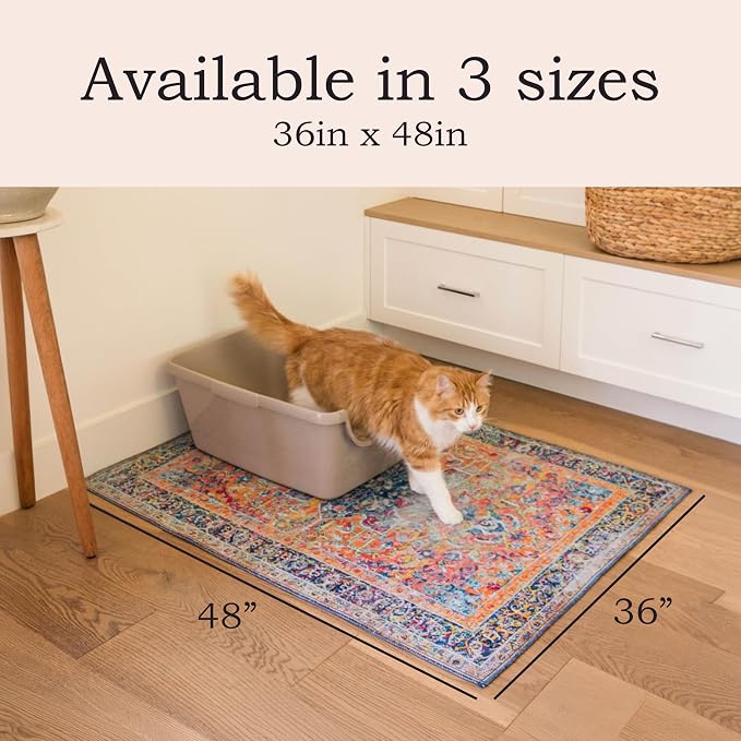 Lovewag Cat Litter Mat, Litter Box Mat, Mystic Fuchsia, 36x48, 2 Pack | Washable litter mat cover, kitty litter mat & cat mat for litter box, litter trapping mat, prevents tracking, multi-cat