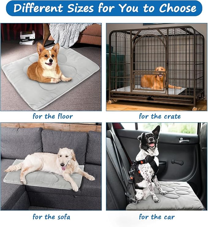 Dog Crate Pad(18"x 24") Washable Crate Mat with Anti-Slip Bottom | Dog Mats for Sleeping Breathable Crate Bed Kennel Pad,Dark Colored to Hide Stains, Grey