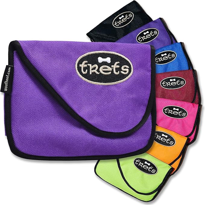 Dog Treat Pouch, Purple Training Treat Pouch - Clip On Dog Treat Holder, Innovative No Spill Design, Magnetic Flap, Expandable Gusset, Made of Durable Nylon, Machine Washable