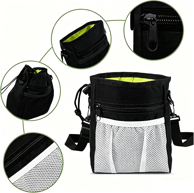 Dog Treat Pouch for Training – Waterproof Dog Training Bag | Dog Training Pouch Quick Drawstring Access, Built-in Poop Bag Dispenser, 4 Ways to Wear – The Ultimate Hands-Free Treat Bag
