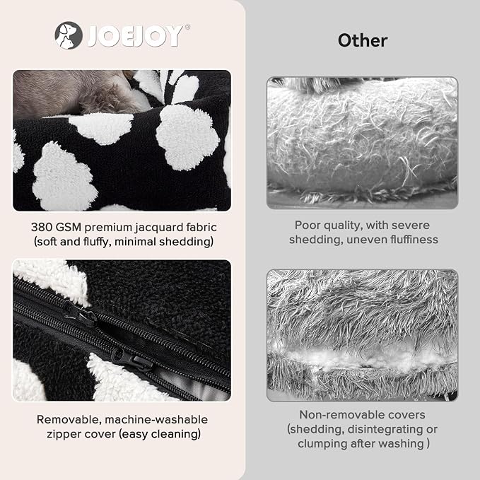 JOEJOY Medium Dog Bed Medium Size Dog, Rectangle Washable Orthopedic Pet Bed with Removable Zipper Cover, Cute Soft Calming Puppy Pet Bed with Jacquard Shaggy Plush & Non Skid Bottom