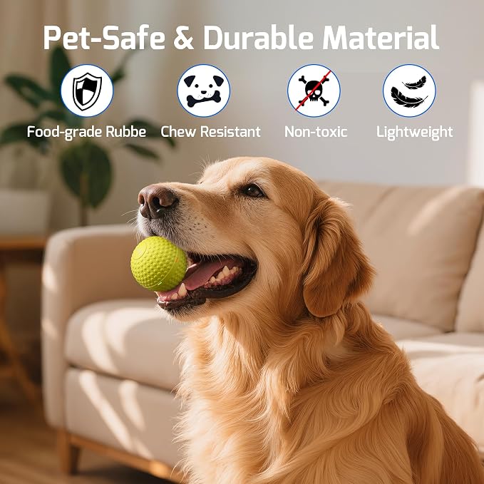 SNOYWEN Smart Interactive Dog Toy, Automatic Moving Bouncing Rolling Ball, Food-Grade Rubber Material IPX7 Waterproof Active Ball for Medium and Large Dogs (Yellow)