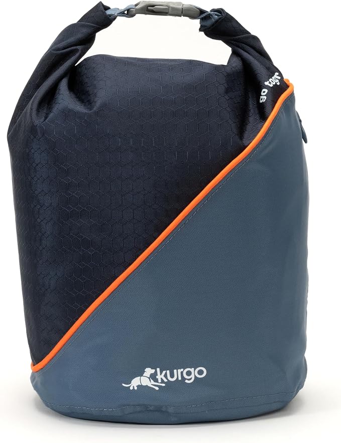 Kurgo Kibble Carrier - Portable Kibble Carrier - Compact Travel Storage - Dog Food Dry Bag - Camping Dog Storage - 5 lb Capacity - Navy