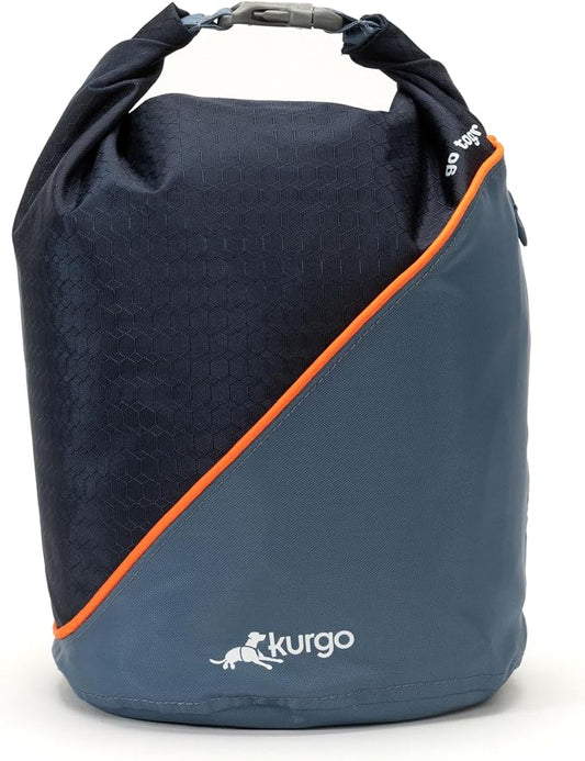 Kurgo Kibble Carrier - Portable Kibble Carrier - Compact Travel Storage - Dog Food Dry Bag - Camping Dog Storage - 5 lb Capacity - Navy