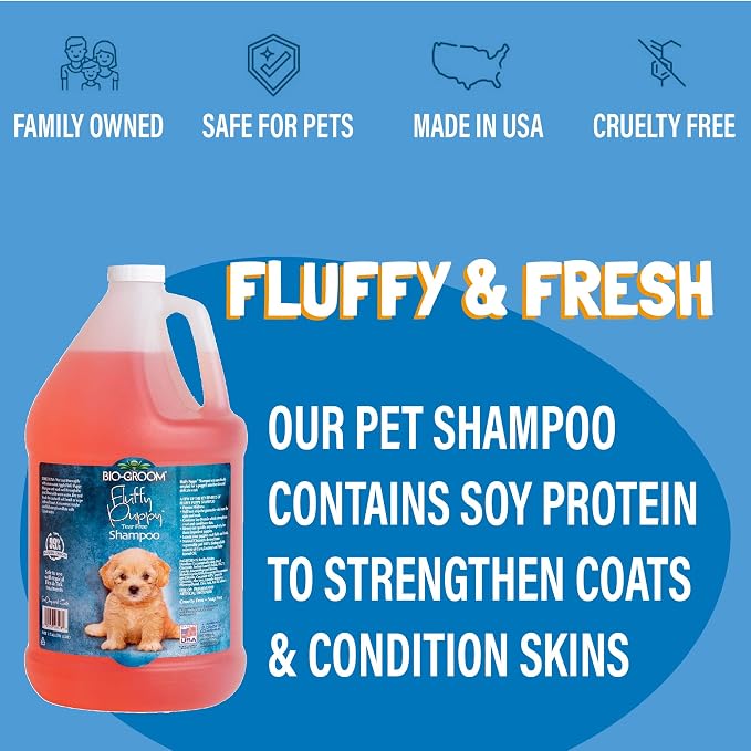 Bio-Groom Fluffy Puppy Tear-Free Shampoo - Dog Bathing Supplies, Puppy Shampoo, Cat Grooming Supplies for Sensitive Skin, Cruelty-Free, Product Made in USA, Tearless - 12 fl oz 1-Pack