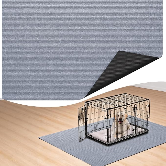 Dog Crate Mat, 24 in X 36 in Dog Playpen Mat Kennel Mat | Waterproof Non-Slip Reusable Washable Floor Protector Extra Large cages Puppy Pee Pad for Under Dogs Crate Light Grey