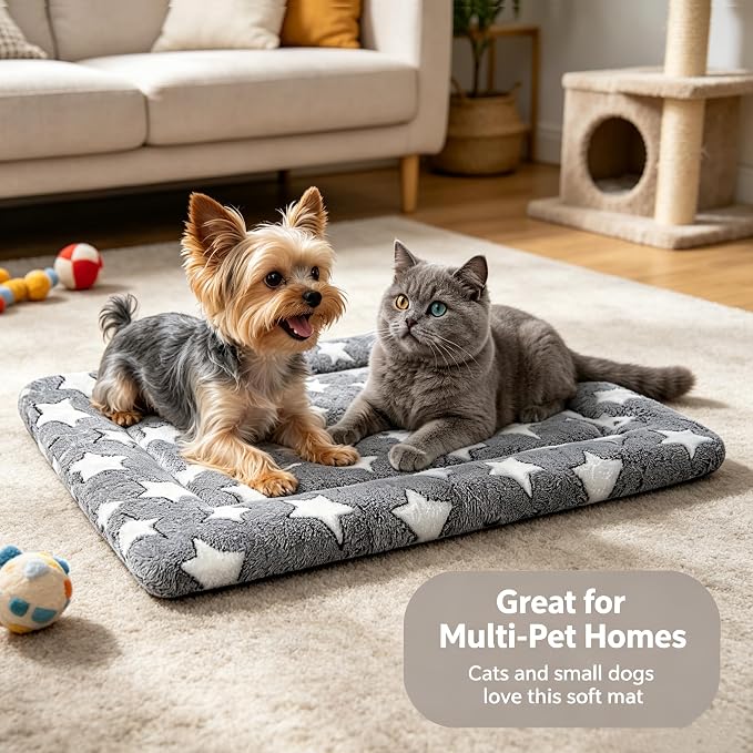 Dog Bed Mat - Soft and Comfortable Dog Kennel Cat Bed, Washable Dog Bed or Cat Bed, Suitable for Dog Crate Ped, Cat Cage BedGray, 18" L x 14" W x 1.5" Th