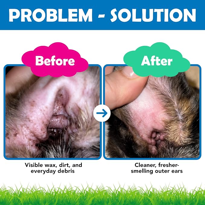 Squishface Ear Wipes – Finger Wipe Dog Ear Itch & Cleaner, 60 Count
