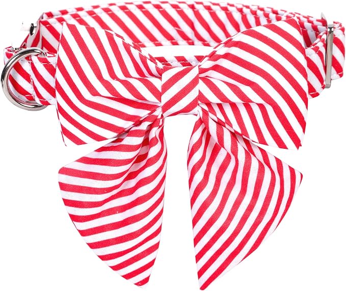 Lionet Paws Christmas Dog Collar with Bowtie - Cute Cotton Adjustable Festival Bowtie Dog Collar with Metal Buckle for Small Medium Large Dog Girl Boy Gift, XXS, Neck 7-11in