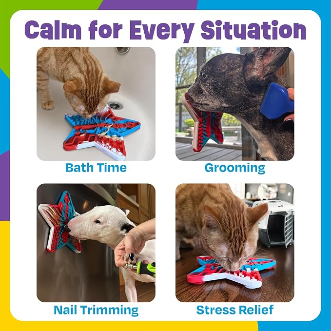 Brightkins Stars 'n' Stripes Lick Mat Mental Stimulation for Dogs,Feeding Treat Mats for Dogs and Cats,Enrichment Dog Food Mat,Puppy Training Tools,Cat Feeder Toy,Dog Toys Boredom,Slow Pet Feeder