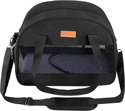 Cat Carrier for Small Cats Dogs, Soft-Sided Pet Carrier for Cats Puppies Small Pets, Lightweight Comfortable Travel Cat Dog Carrier (Black)