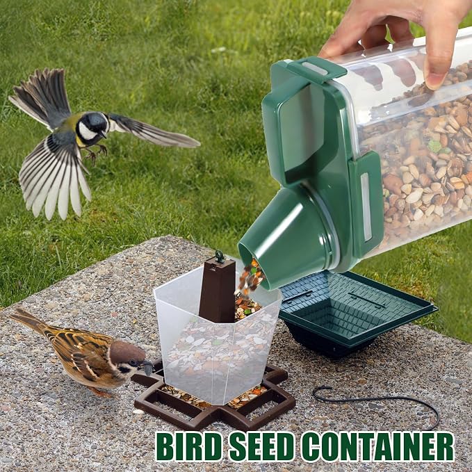 3 Lbs Pet Dog Food Storage Container for Bird Seed Rice Flour - Pine Green | Cat Food Containers with Collapsible Bowl for Travel Airtight 5 Lbs Rice Cereal Oatmeal Holder with Pour Spout Measuring Cup