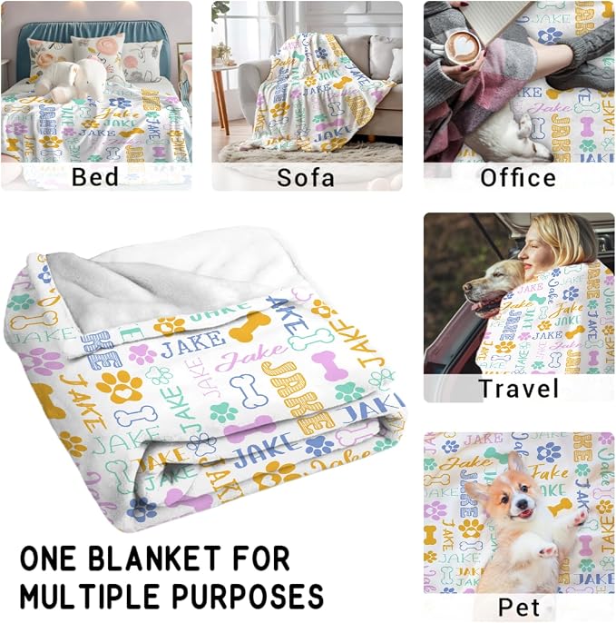 Custom Dog Blankets with Pictures, Personalized Name Blanket for Pets, Customized Pet Photo Throw,The Lightweight Blanket All-Season 40"x30"for Pet