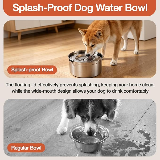 Marchul Elevated Dog Bowl with Stand, 2.5L Food Bowl and 3.3L Splash-Proof Floating Water Bowls with Large Capacity Stainless Steel, Adjustable Height & Width, Anti-Slip Stand for Medium Large Dogs