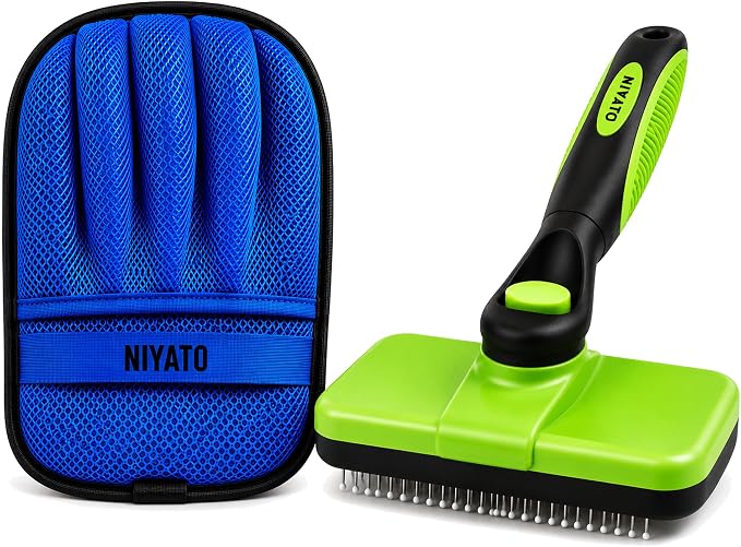 A Pet Self Cleaning Skin Friendly Brush and A Pet Hair Removal Glove