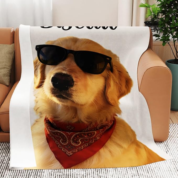 Custom Gifts for Dog Dad Mom Personalized Fleece Throw Blanket with Pet Portrait Picture & Name Cute Cozy Soft Warm Unique Gifts for Pets Lover