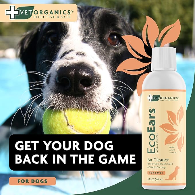 EcoEars Dog Ear Cleaner – Natural Formula for Odor & Wax Buildup – Gently Cleans Dog Ears – 8 oz 2pack