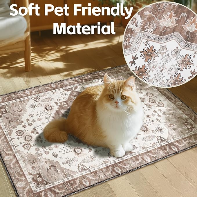 Cat Litter Mat Litter Trapping Mat, 24"x18" Waterproof Urine Proof Litter Box Mat Catcher Mat Non-Slip Washable for Kitty Kitten, Brown