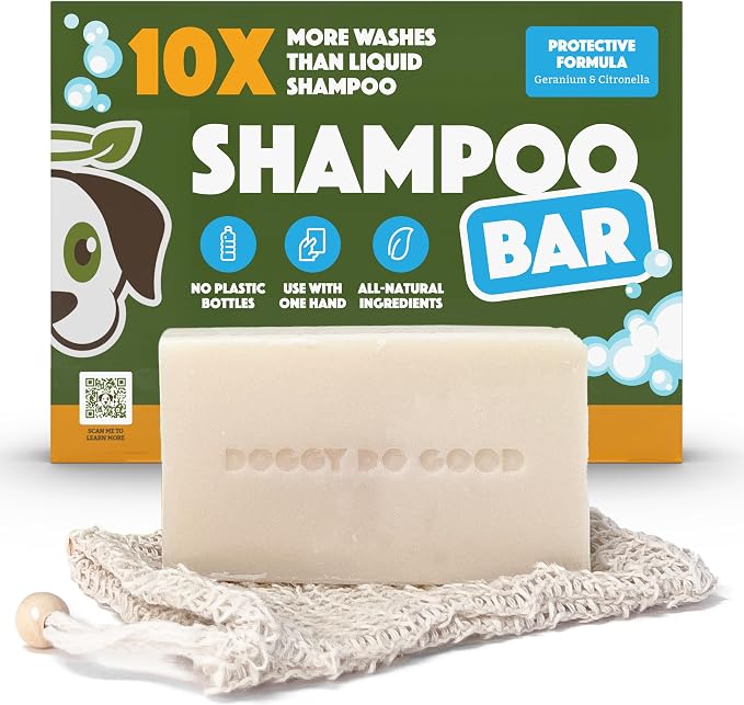 Doggy Do Good - Deshedding Dog Shampoo Bar - Geranium & Citronella, 5 Oz | Hypoallergenic Natural Cleansing Bar for Sensitive skin - Paraben-free, Organic Dog Shampoo Formula - Equals to 30 oz