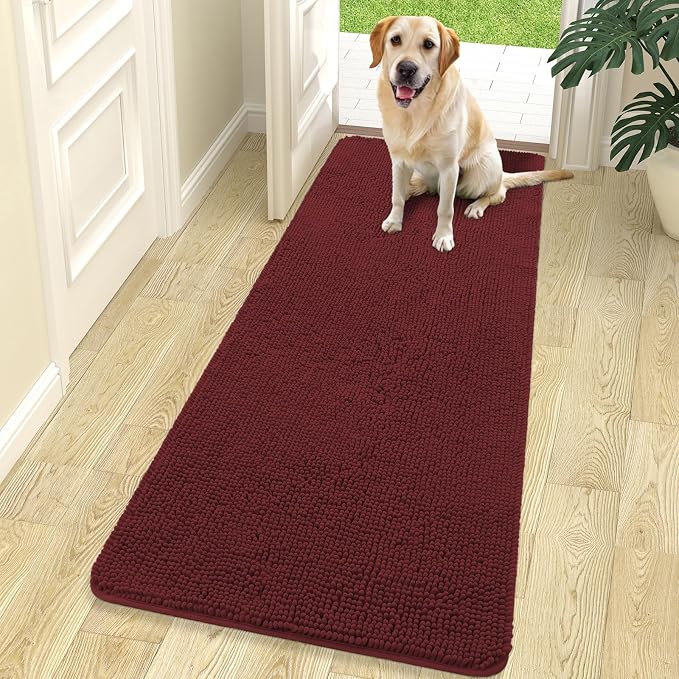 OLANLY Dog Door Mat for Muddy Paws 70x24, Super Absorbent Chenille Mud Mat | Caramel Russet, Absorbs Moisture and Dirt, Non-Slip Machine Washable Doormat, Quick-Dry Indoor Entryway Floor Carpet for Dogs