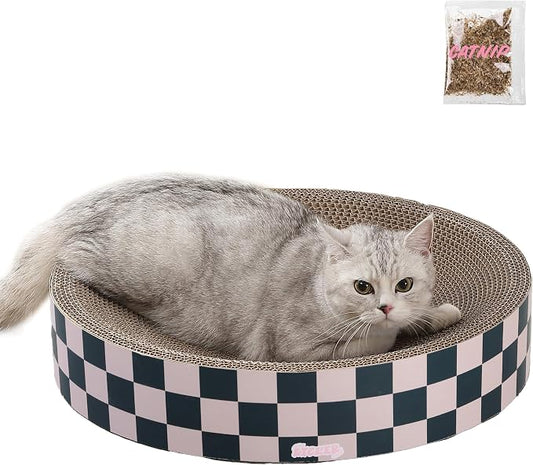 CSR1010C Nelson 20.13" Modern Cardboard Round Bowl Cat Scratcher with Catnip, Peony