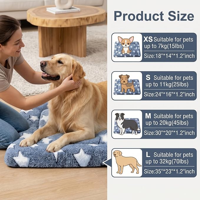 Dog Bed Mat - Reversible Dog Crate Bed Mats, Soft & Breathable Kennel Pad, Durable Crate Bed for Small Medium Large Dogs & Cats