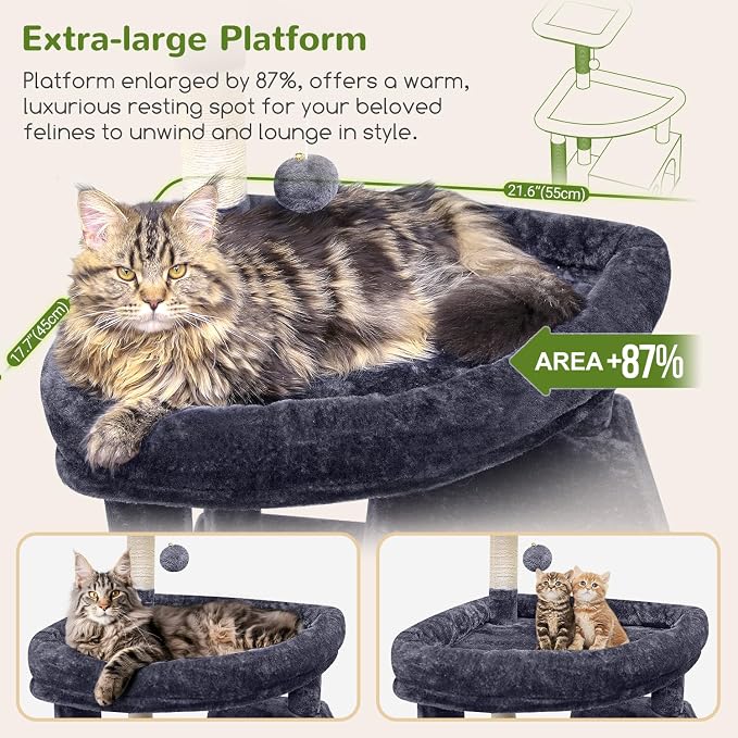 Globlazer Giant Cat Tree for Indoor Large Cats, 83in, F83, Dark Grey | XXL Cat Tower with 9 Scratching Posts for 20lb+ Heavy Duty Large Adult Cats
