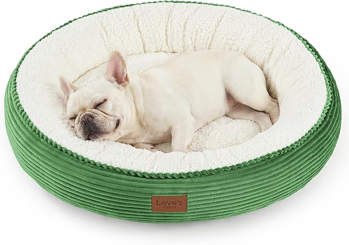 Love's cabin Round Donut Cat and Dog Cushion Bed, 30in Pet Bed for Medium or Large Dogs, Anti-Slip & Water-Resistant Bottom, Soft Durable Fabric Pet Beds, Washable Calming Cat Bed, Light Green