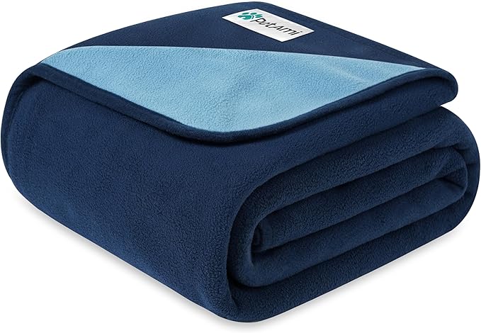 PetAmi Waterproof Dog Blanket for Small Medium Dogs Cats, Pee Proof Reversible Cat Blanket for Kitten Puppy, Soft Fleece Washable Pet Throw for Couch Car Crate Liner, 29x40 Navy Blue
