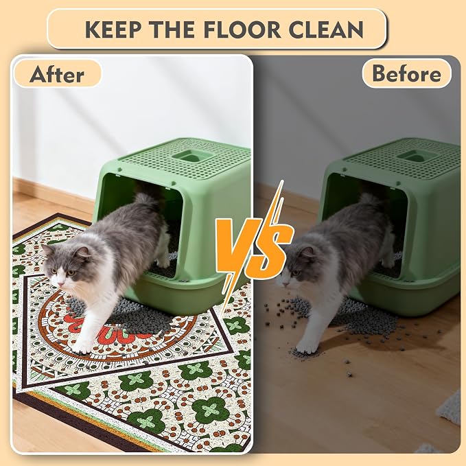 Extra Large Cat Litter Mat 30"x24",Heavy-Duty Litter Rug Catcher with Deep Textured Surface,Non-Slip Kitty Litter Mat Waterproof & Easy Clean, Ideal for Multiple Cats